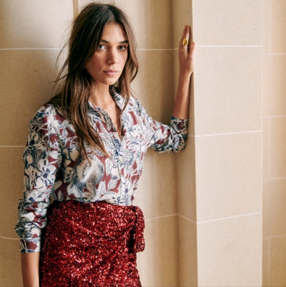 Sezane x Inoui Editions Pierro Shirt in Abelard Prune size 38 NWT - Picture 1 of 11